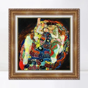Framed Giclee Print Virgins by Gustav Klimt Wall Art Home Office Decor 28"x28"  - Imagen 1 de 5