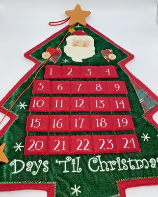 Velvet Santa Clause/Christmas Tree Christmas Countdown Calendar - Beautiful - Image 1 of 4