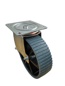 Ruota girevole ø 260 mm, cuscinetto a rulli, con ruota in gomma morbida, nuova, antiforatura, grigio - Foto 1 di 1