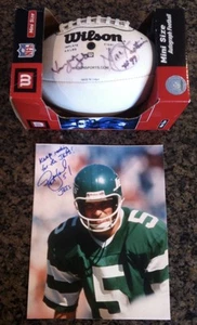MARK GASTINEAU, New York Jets, signed mini-football & Pat Leahy (K) signed photo - Picture 1 of 10
