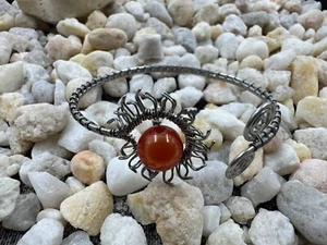 Kunsthandwerk Draht gewickelt Manschette mit rotem Stein buntes klobiges Armband Boho - Bild 1 von 17
