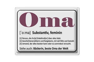 Blechschild Spruch 40x30cm Oma Bäckerin beste Oma Welt - Picture 1 of 5