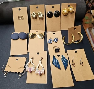 Earrings Lot of 12 Navy Blue, Gold Tone, Leaf design Earrings Vintage - Bild 1 von 18