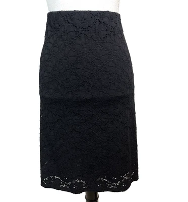 Alfani Woman Skirt Plus size 16W Black Floral Lace Straight Knee Stretch Wedding - Image 1 of 4
