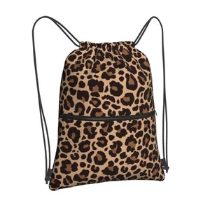 QILERONGRONG Leopard Printing Drawstring Backpack Bag Sport Gym Sackpack Dura... - Picture 1 of 7
