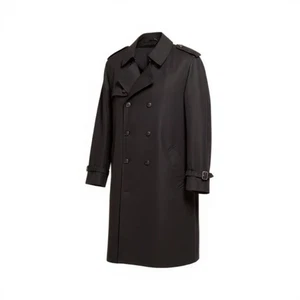 Vintage Oleg Cassini Lined Trench Coat Mens 52R Navy Blue Black Removable Lining - Picture 1 of 18