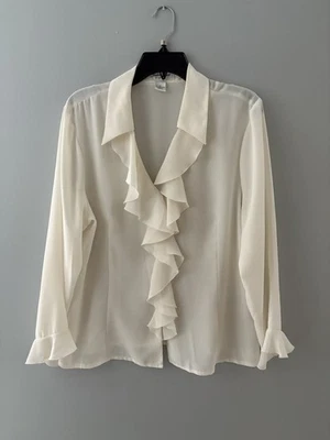 Blusa Colección Judith Hart Talla 16 Crema Volantes Cuello Mangas Renfair Carrera Foto 1 de 4