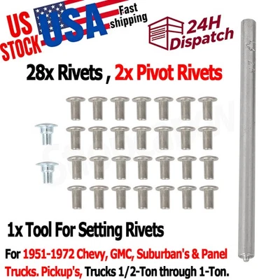 For 1951-1972 Chevrolet GMC Pickup Suburban C10 Vent Window Rivet & Pivot Rivets - Image 1 of 4