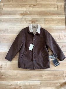 NEW OLD STOCK Weatherproof Mens MicroSherpa Bomber Jacket Brown LARGE Vintage - Picture 1 of 16
