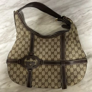 Vintage Gucci GG Royal Canvas Leather Hobo Dark Brown Medium 💯Authentic - Picture 1 of 8