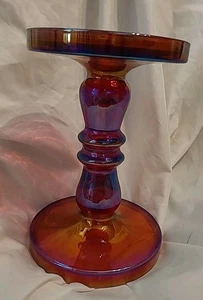 Stumpenkerzenhalter irisierend rot Glas - Bild 1 von 10