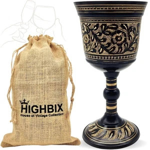 HIGHBIX Royal Wine Goblet Solid Brass Handmade Premium Wine Cup Medieval Decor G - Picture 1 of 5