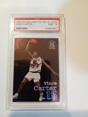 1998-99 Metal fundido #134 Vince Carter RC Toronto Raptors novato como nuevo (como nuevo) PSA 9 Foto 1 de 2