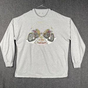 Vintage Life in the Fast Lane Shirt Long Sleeve Mens XL Motorcycle Made USA 90s - Picture 1 of 10