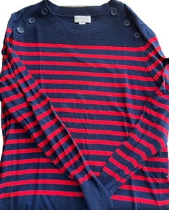 Liz Claiborne simply Liz nautical striped pullover sweater button detail XL - Picture 1 of 3
