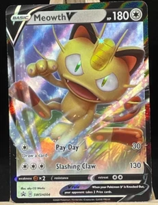 Meowth V SWSH004 SWSH: Sword & Shield Promo Cards Holo LP - Picture 1 of 2