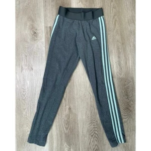 Adidas Women's Joggers Gray Teal Stripe Small Athletic Stretch Activewear Pants - Picture 1 of 9