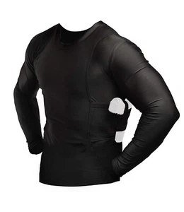 Neu ConcealmentClothes Herren verdecktes Trageholster Hemd Langarm schwarz Rundhalsausschnitt - Bild 1 von 5