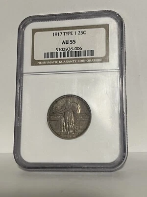 1917 Standing Liberty Quarter NGC AU-55 Type 1 - Image 1 of 2