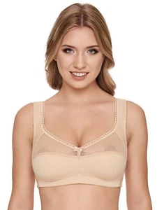 Susa 8113 Entlastung BH ohne Bügel 80 - 100 Cup B - F Baumwolle Weiss / Beige - Bild 1 von 5