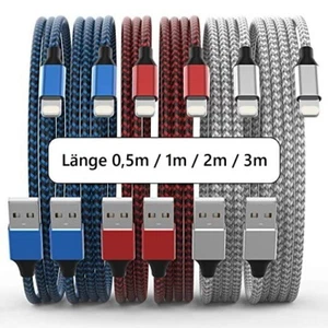 Câble de Charge USB 0,5m / 1m / 2m / 3m pour iPhone 8 XR XS 11 12 13 14 iPad Rapide - Photo 1 sur 11
