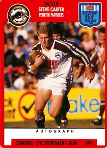 1991 Penrith Panthers NRL Premiers Stimorol Card - Steve Carter - Picture 1 of 3