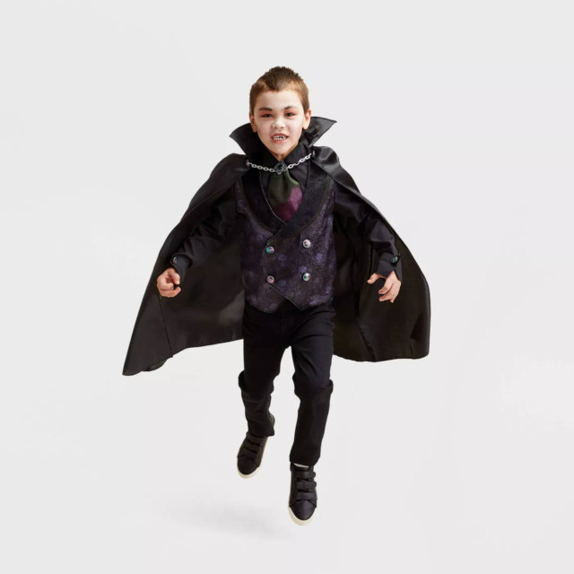 Fantasia Drácula Vampiro Halloween Infantil Roupa + Capa - 7 Artes BrinQ  Fantasias