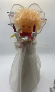 Vintage 1970 Mod Mcm Angel Rubber Face Tree Topper Decor Blinking Light Kitsch - Picture 1 of 7