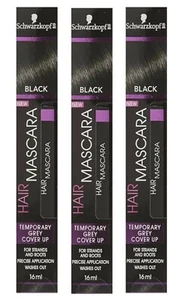 Lot Of 3 Black Schwarzkopf .54oz (ea) Black Temporary Grey Cover Up Hair Mascara - Picture 1 of 1