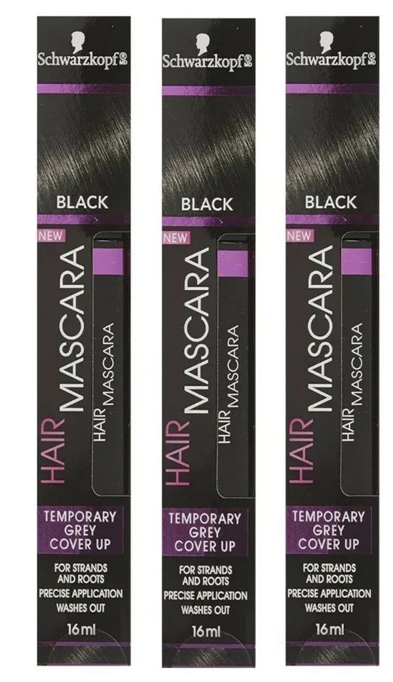 批量 3 件 黑色 Schwarzkopf 0.54 盎司 (ea) 黑色 临时灰色遮瑕睫毛膏 — 第 1/1 张图片