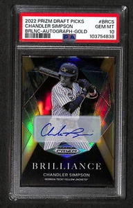 Chandler Simpson 2022 Prizm Draft Picks Gold Auto 3/10 #BRCS PSA 10 - Picture 1 of 1