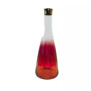 Vintage West Virginia Glass Red Ombre Decanter with Gold Rim - Picture 1 of 6