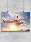 Fying Helicopter At Sunset Poster -Image by Shutterstock