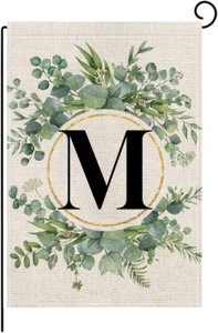 Monogram Letter M Floral Garden Flag 12X18 Inch Double Sided outside Outdoor Fam - Picture 1 of 7