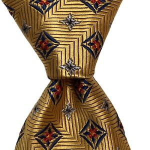 ROBERT TALBOTT Best of Class Silk Necktie Designer Geometric Yellow/Blue/Red EUC