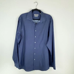 Kenneth Cole Reaction Mens X Large 17 Slim Fit Long Sleeve Button Up Shirt Blue - Picture 1 of 11