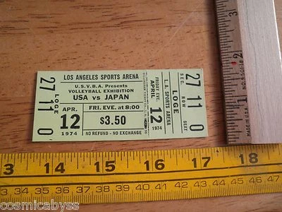 1974 Volleyball USA vs Japan ticket Los Angeles unused NICE! — 第 1/2 张图片
