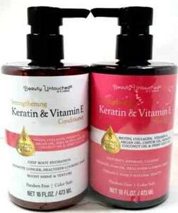 BEAUTY UNBERÜHRTES STÄRKENDES KERATIN & VITAMIN E SHAMPOO & CONDITIONER DUO 16 UNZEN - Bild 1 von 2