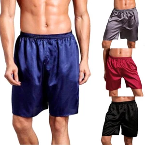 Men's pajama pants Beach Pants Silk Color Casual Loose Summer Five-Point Solid - Picture 1 of 17