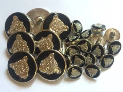 5 10 20 BIG CAT Silver or Gold Black 13mm 25mm Shank Buttons Jaguar Tiger Lion - Image 1 of 4