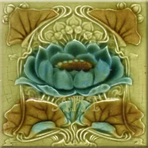 Art Nouveau Ceramic wall fireplace tile #00102 - Picture 1 of 1