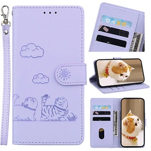 Leather Anti-theft Brush Cat Magnetic Case For iPhone 11 12 13 14 15 16 Pro Max - Picture 1 of 14