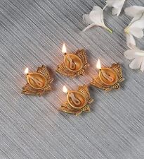 Lotus Shaped Décor Brass Diya Oil Lamp 2.5 Inches Set of 4 Antique Finish