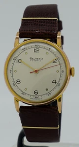 Helvetia 1950s 9k Rose Gold Manual 32.5mm Silver Minute Track Dial Watch - Picture 1 of 5
