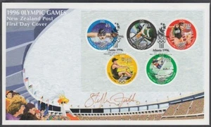 NEW ZEALAND 1996 OLYMPIC GAMES FDC SIGNED DESIGNER MINI SHEET (ID:14/D39002) - Picture 1 of 1