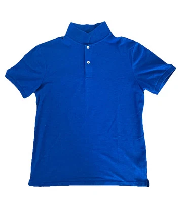 Camisa polo masculina Giordano azul média manga curta ajuste cônico botão pulôver - Imagem 1 de 4
