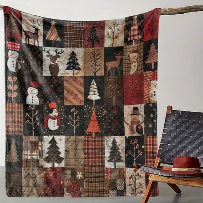 Manta de franela acolchada festiva navideña 1 pieza - cálida, suave y acogedora con Holida Foto 1 de 4