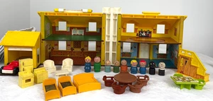 1969 Little People 30 Teile Play Family House 952 gelb blau Vintage Fisher Price - Bild 1 von 23