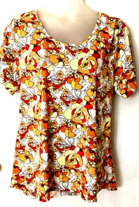 NWT Womens LULAROE Tonal Orange Yellow Wine Floral Top Shirt 1X - Picture 1 of 1