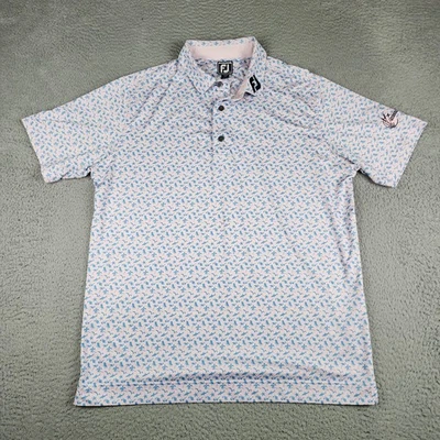 FootJoy Shirt Mens Large Blue Pink Geometric Polo Golf Performance Outdoor - Image 1 of 4